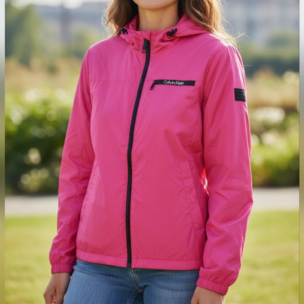 Calvin Klein Lightweight Water Resistant Everyday Windbreaker Pink Size L NWOT'S